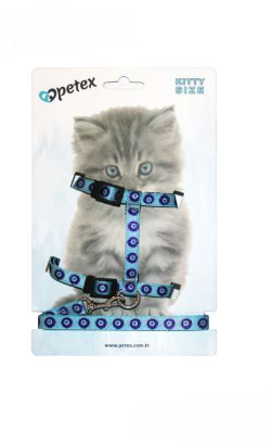 PETEX YAVRU KEDİ GÖĞÜS TASMASI – NAZAR BONCUKLU MAVI