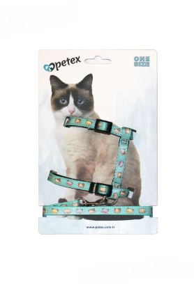 PETEX KEDİ GÖĞÜS TASMASI – KEDİ DESENLİ YEŞİL