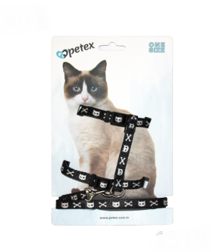 PETEX KEDİ GÖĞÜS TASMASI – KURUKAFA SİYAH