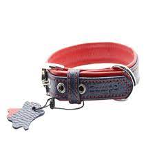 YUMUŞAK DOKULU GERÇEK DERİ FLATİRON KÖPEK BOYUN TASMASI 2X42 CM LACİVERT KIRMIZI