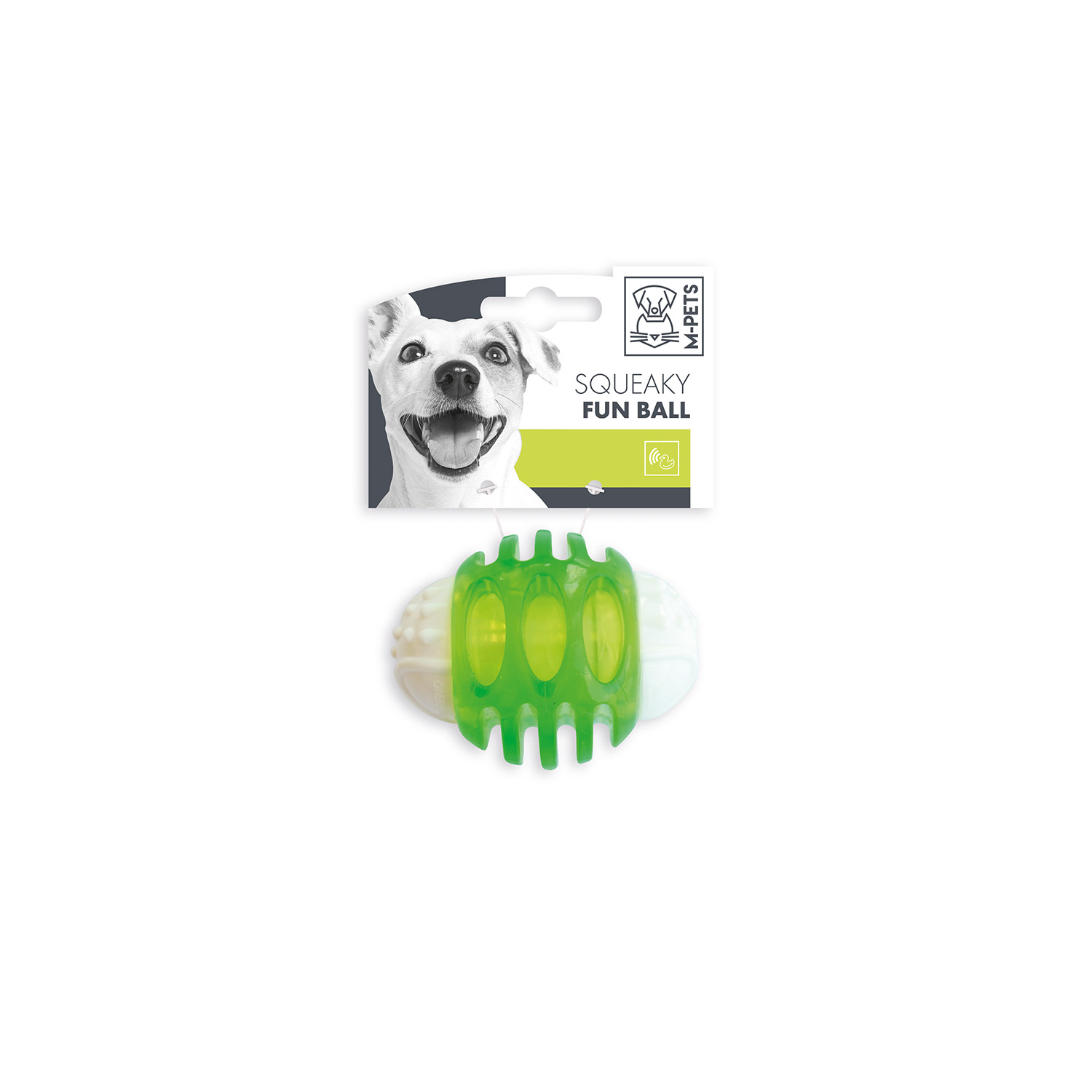 M-PETS SQUEAKY KÖPEKLER İÇİN OYUN TOPU TRANSPARENT GREEN 6.7CM