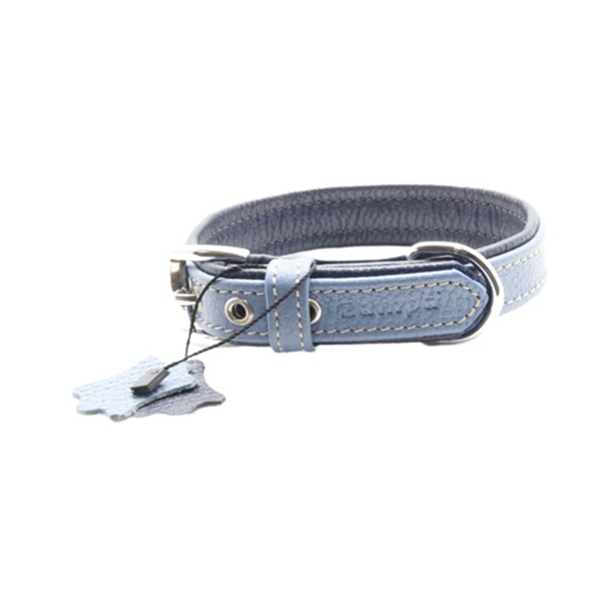 YUMUŞAK DOKULU GERÇEK DERİ FLATİRON KÖPEK BOYUN TASMASI 3X63 CM TURKUAZ LACİVERT