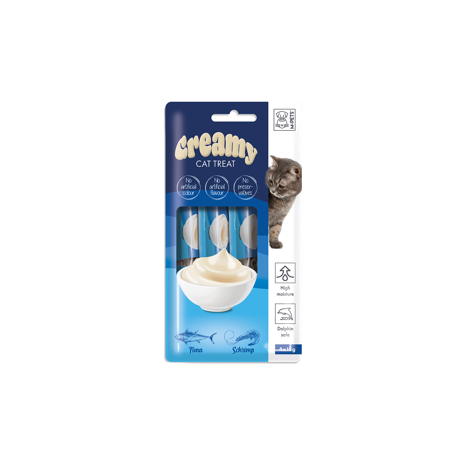 M-PETS 199 CREAMY TON BALIKLI KARİDESLİ KEDİ ÖDÜLÜ 4X15GR*10