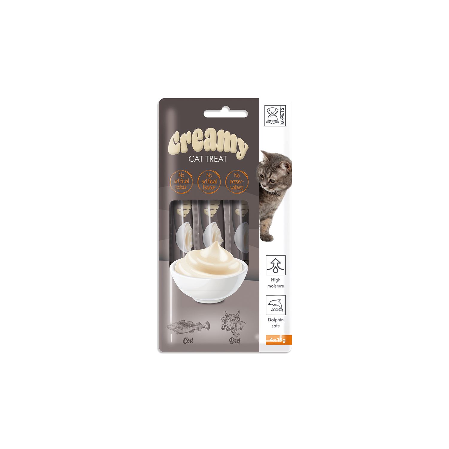 M-PETS 399 CREAMY MORİNA BALIKLI BİFTEKLİ KEDİ ÖDÜLÜ 4X15GR*10