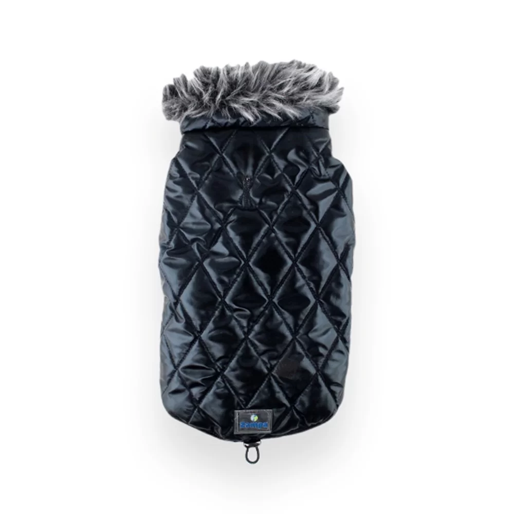 SHİNY YAKALI KÜRKLÜ MONT SİYAH XL