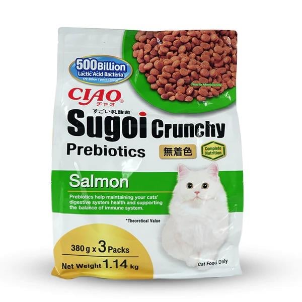 CİAO SUGOİ CRUNCHY SOMONLU PREBİOTİK KEDİ MAMASI 380 GR X 3 PAKET (1.14 KG)