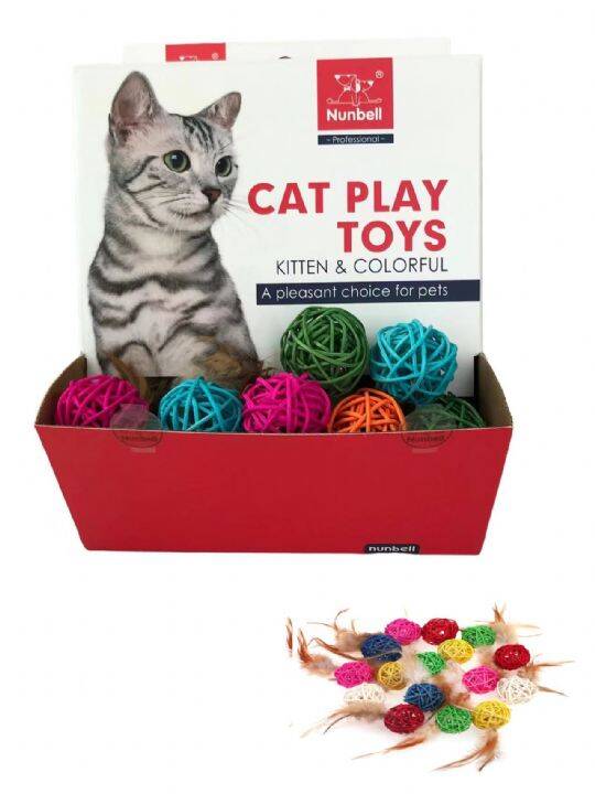 NUNBELL KEDİ OYUN.RENKLİ BAMBU TOP 54'LÜ