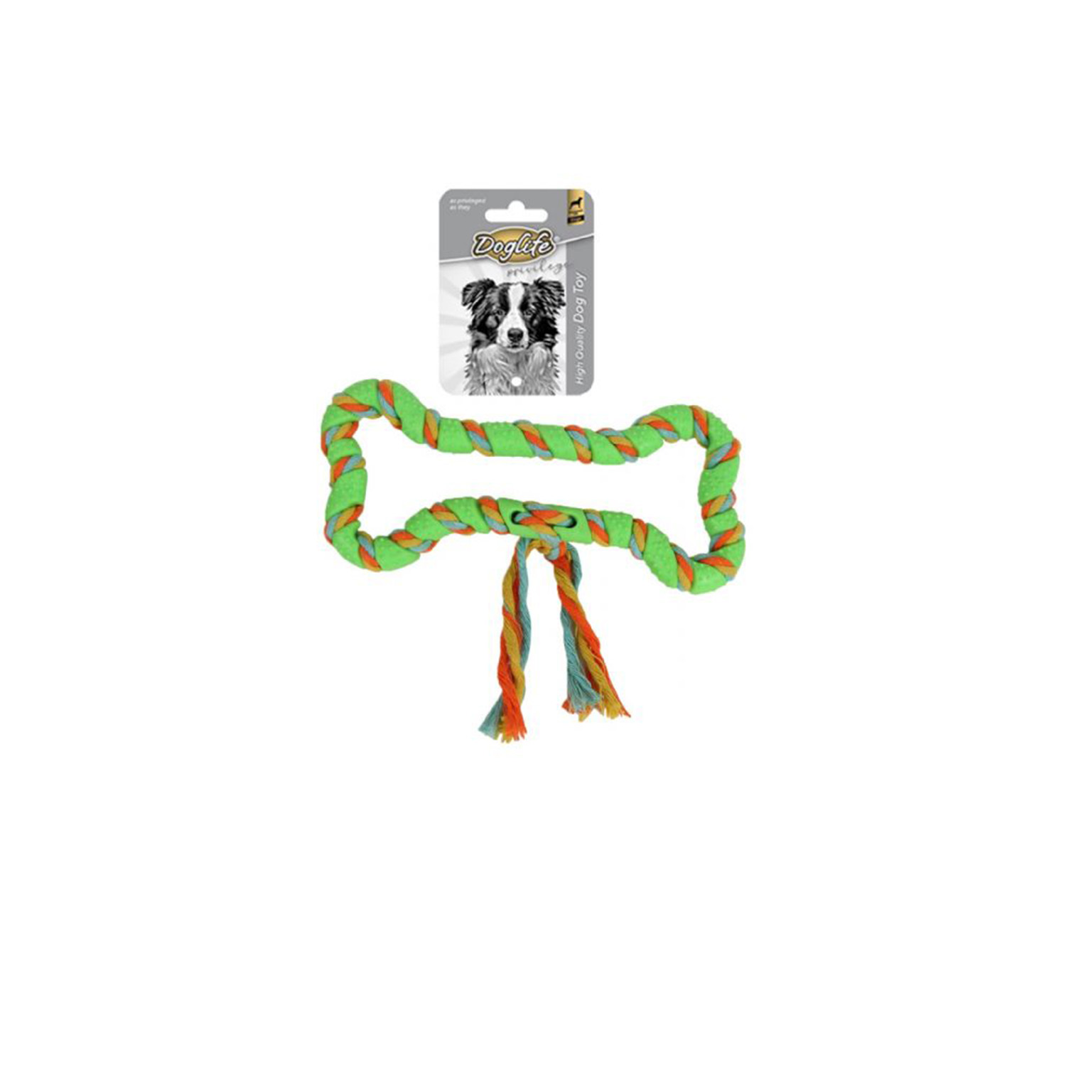 DOGLİFE KÖPEKLER İÇİN KAUÇUK İPLİ BONE ŞEKİLLİ OYUNCAK
