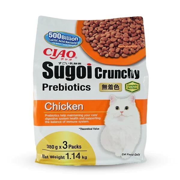 CİAO SUGOİ CRUNCHY TAVUKLU PREBİOTİK KEDİ MAMASI 380 GR X 3 PAKET (1.14 KG)